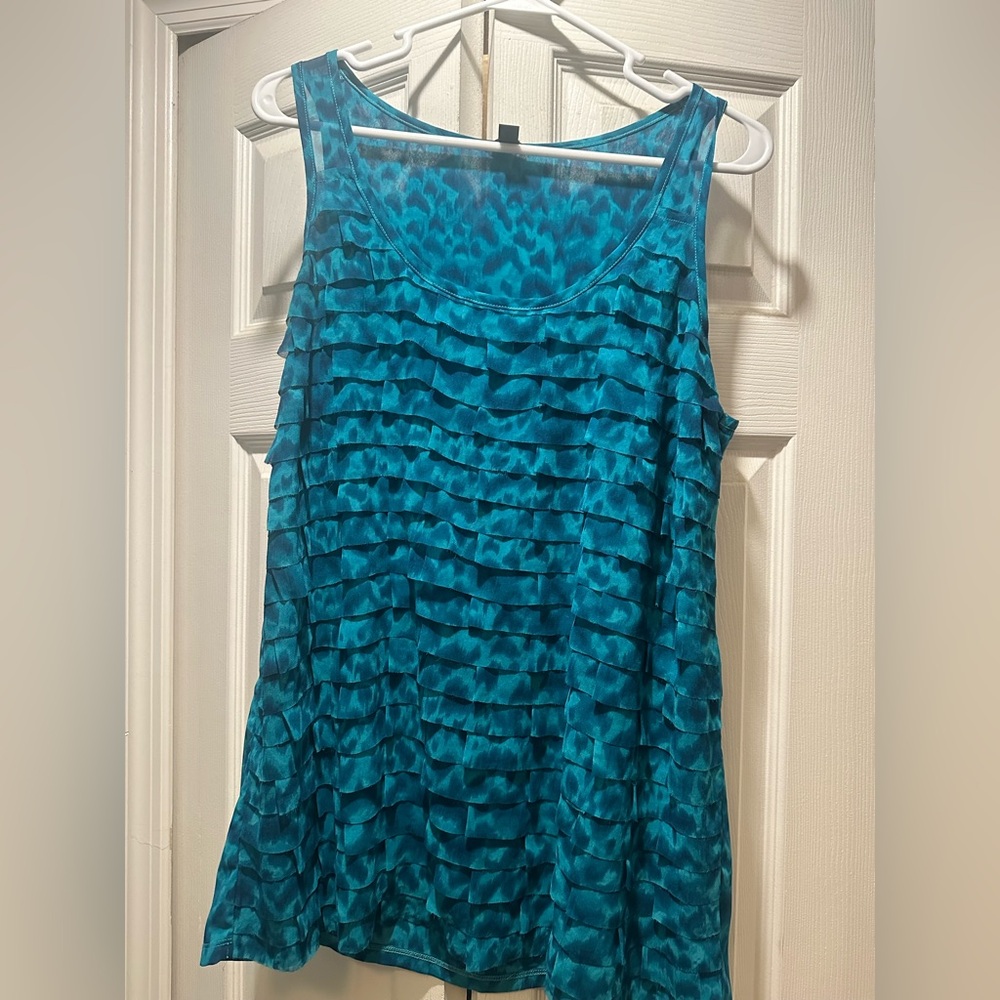 Ann Taylor Teal Ruffle Tank Top